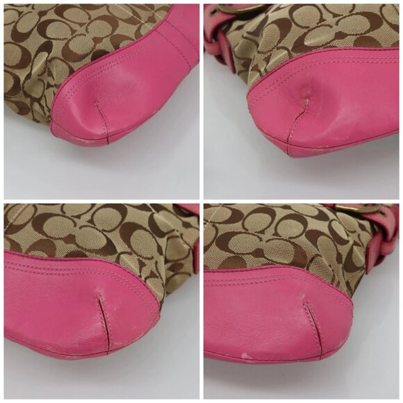 Coach Signature Shoulder Bag Canvas Beige Pink Auth bs24115 - Picture 16 of 16